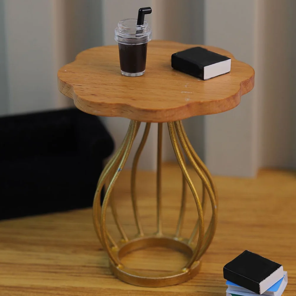 

Miniature Coffee Table End Furniture Decor Miniatures Side Tea House Accessories Round Tiny