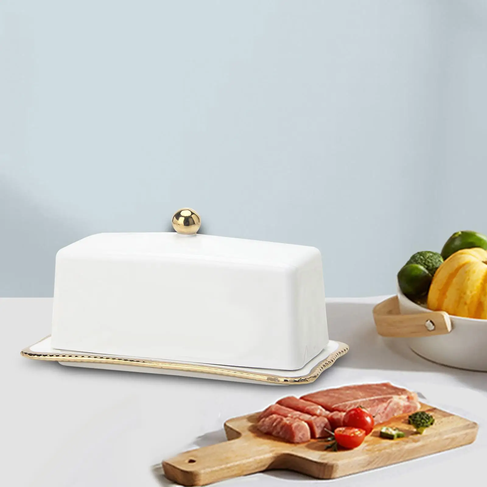 Porcelain Butter Dish with Cover Butter Keeper for Home Buffet Freezer