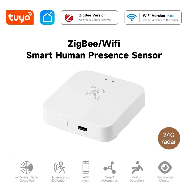 Tuya Wifi Zigbee Rilevatore di presenza umana Sensore PIR intelligente per il corpo umano Rilevatore radar 24G Sensori di movimento Supporto Assistente domestico