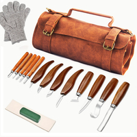 Luxurious 17-piece set of Wood Carving Tools, Beginner's Wood Carving Set of Knives, Engraving Knife Straps, Large Leather Box
