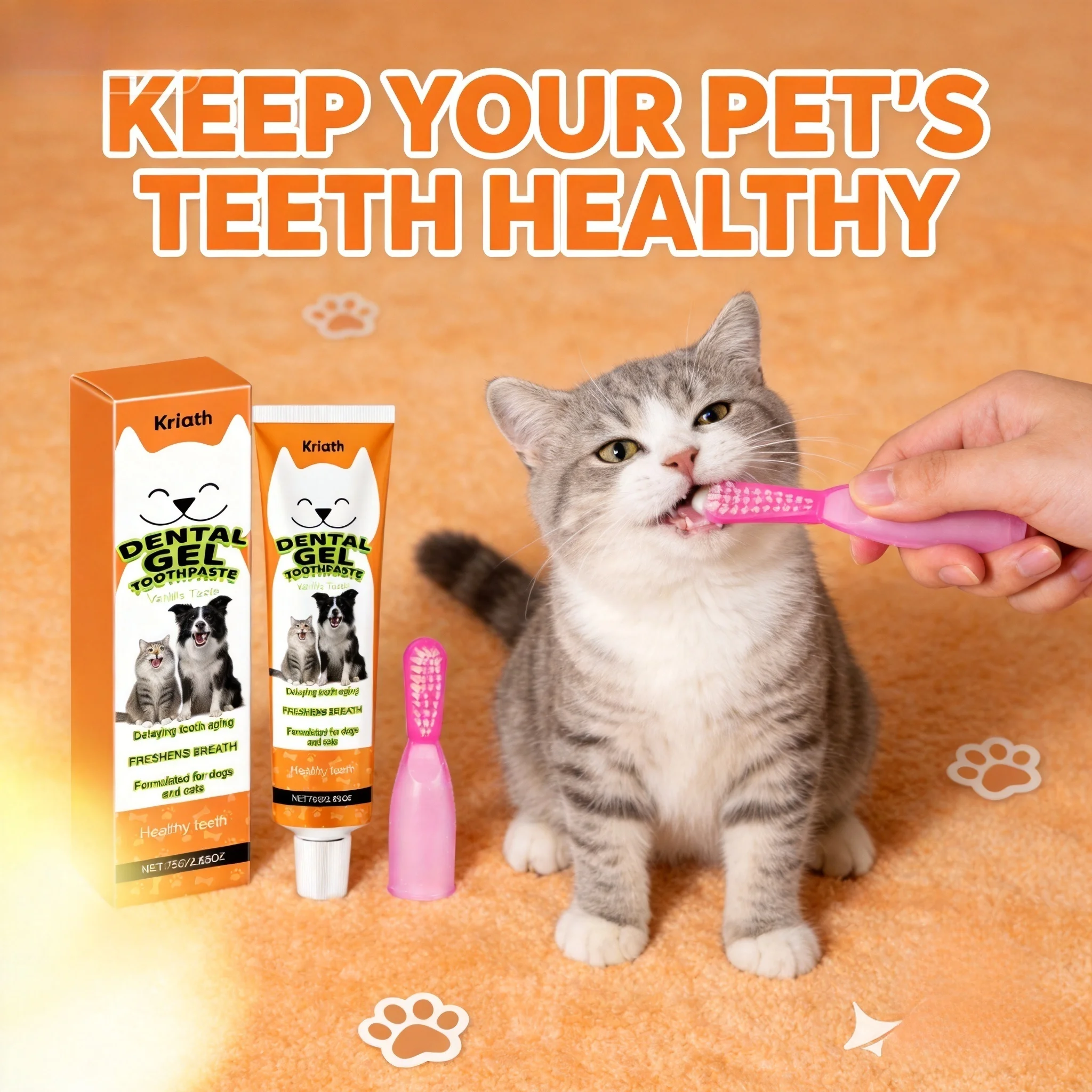 Pet Toothpaste Care Set Vanilla Flavor Effective Remove Dental Plaque Eliminate Pet Bad Oral Odor Pet Oral Clean Toothpaste Kit