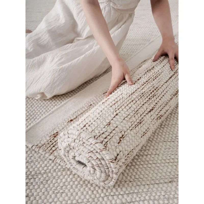 French medieval wabi carpet, glue-free hand-woven wool bedroom study coffee table blanket