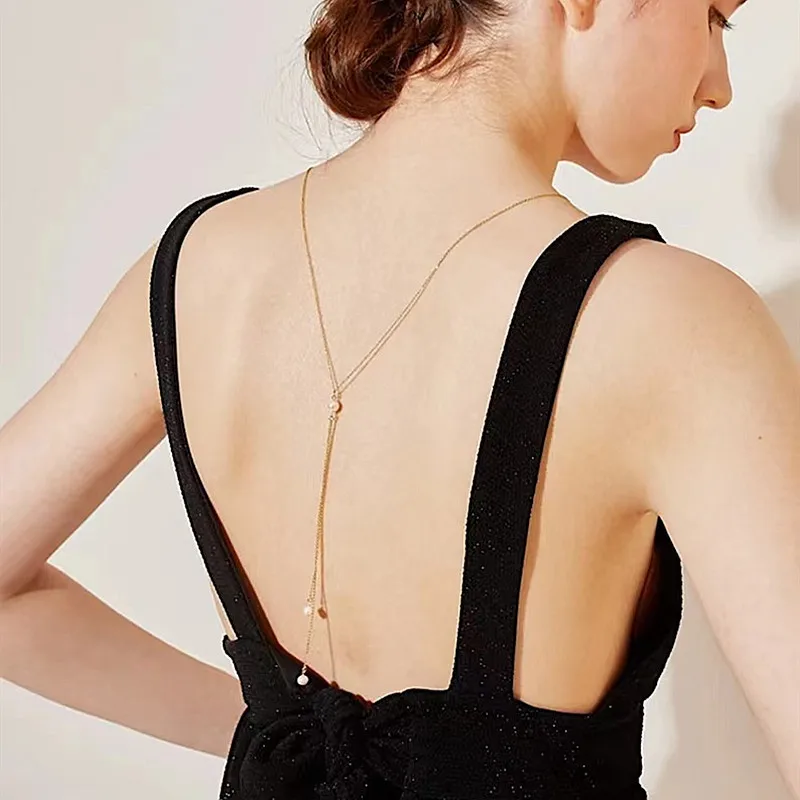 

Fashion clothing accessories simple and exquisite pearl neck jewelry women's versatile necklace back pearl tassel necklace