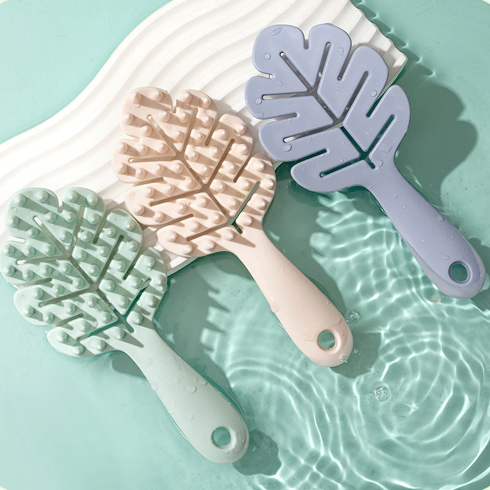 Leaf Shaped Hair Brush Massage Hair Comb Female Airbag Air Cushion Scalp Rubber Massage Comb Detangling Tool Wet Dry Curly Hair