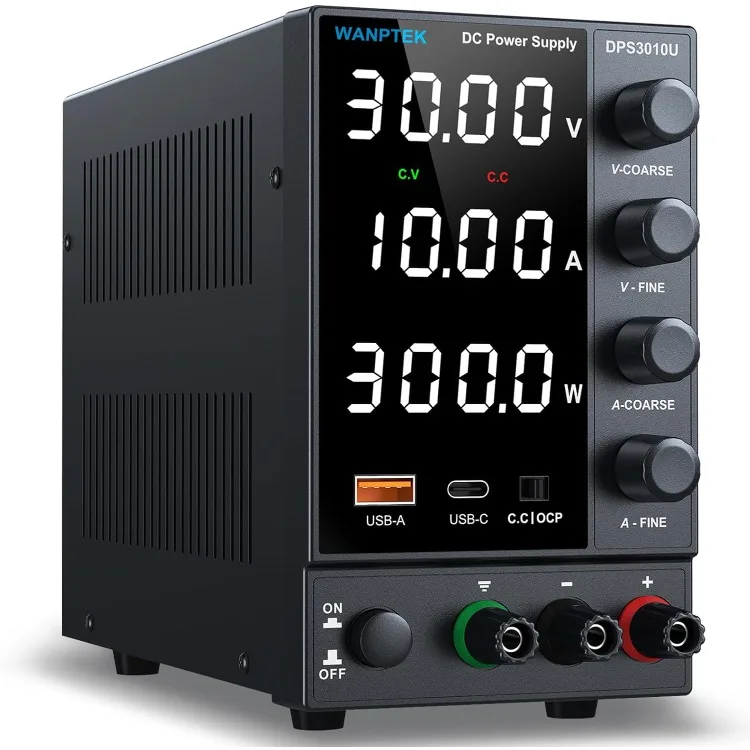 DC Power Supply Variable 0-30V 0-10A, Adjustable Switching Regulated Bench Power Supplies with Encoder Corase & Fine Knob,