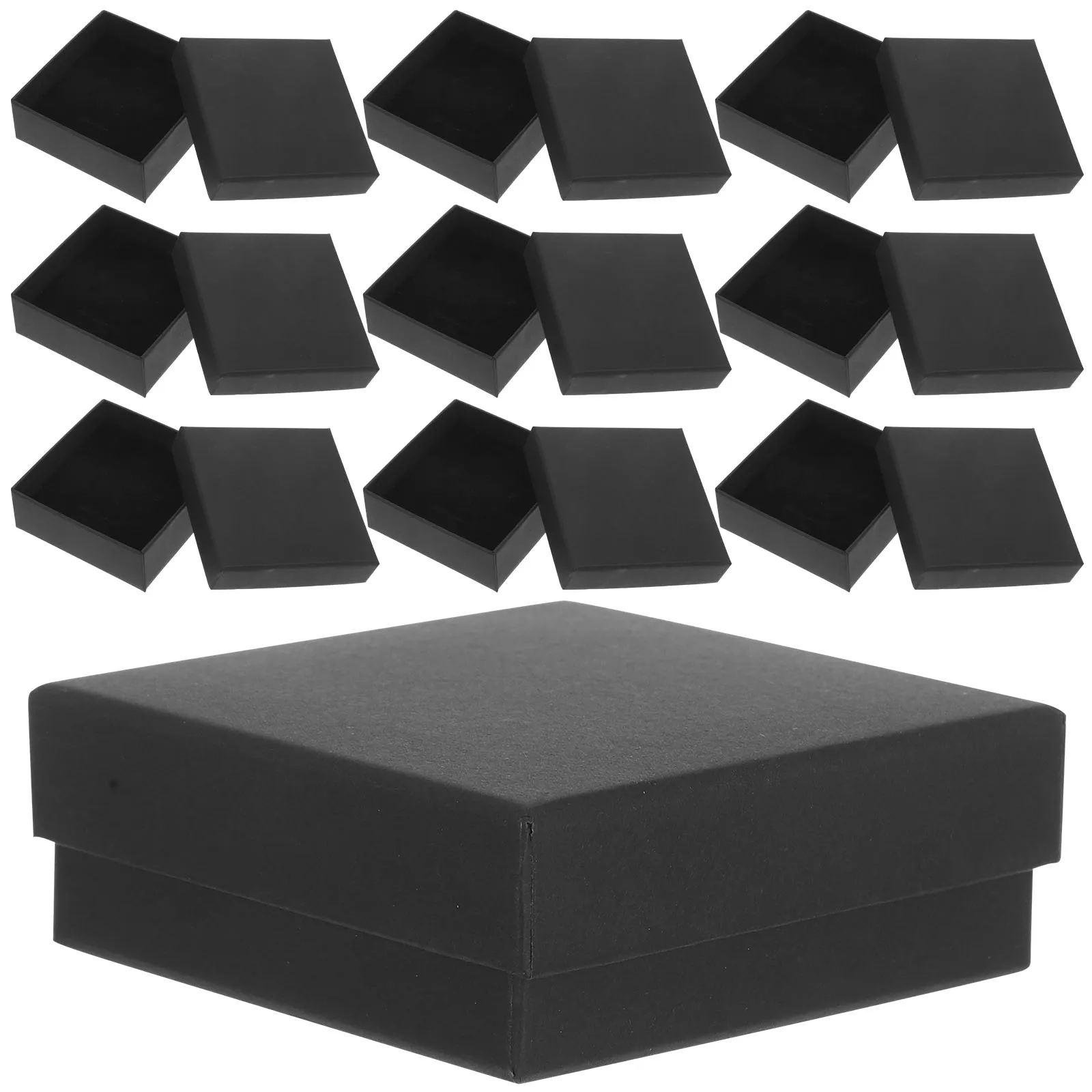 

10Pcs Black Jewelry Storage Case Sponge Cushion Necklace Ring Earrings Organizer Rectangular Present Box Gift Packaging