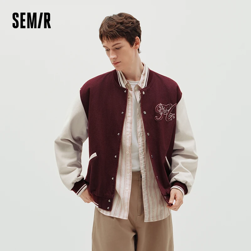 Semir Men Jacket Faux Denim Baseball Style Couple Wear Casual Style Everyday Outerwear Urban Casual Fashion 2026