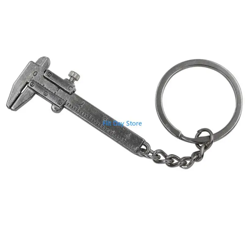 F92C 3pcsPocket Vernier Caliper Keyring Metal Vernier Caliper Straight Tooth Keychain