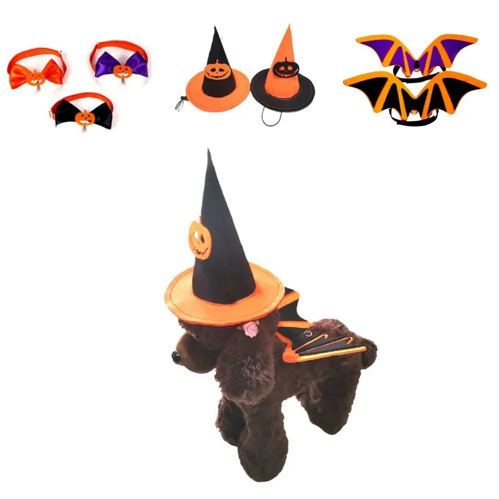 

Non-woven Cat Bat Transformation Costume Adjustable Pumpkin Pattern Pet Bat Wings Bowknot Pet Halloween Costume Halloween