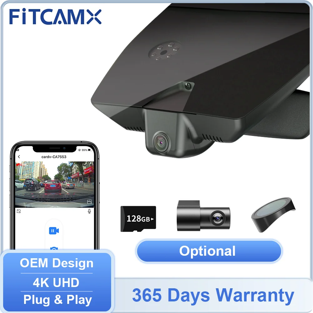 Dashcam for Hyundai Palisade 2020-2026, FITCAMX Car Cam for Elantra / Elantra N 2021-2026,4K Front and Rear Vehicle DVR has WIFI