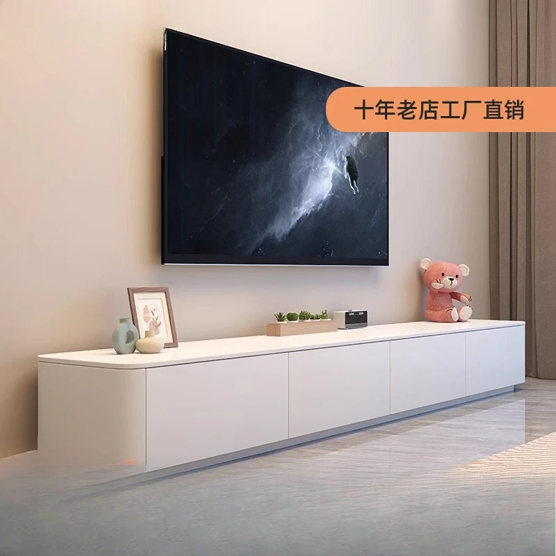 

Solid wood coffee table TV cabinet combination simple modern living room floor cabinet small apartment bedroom white paint TV ca