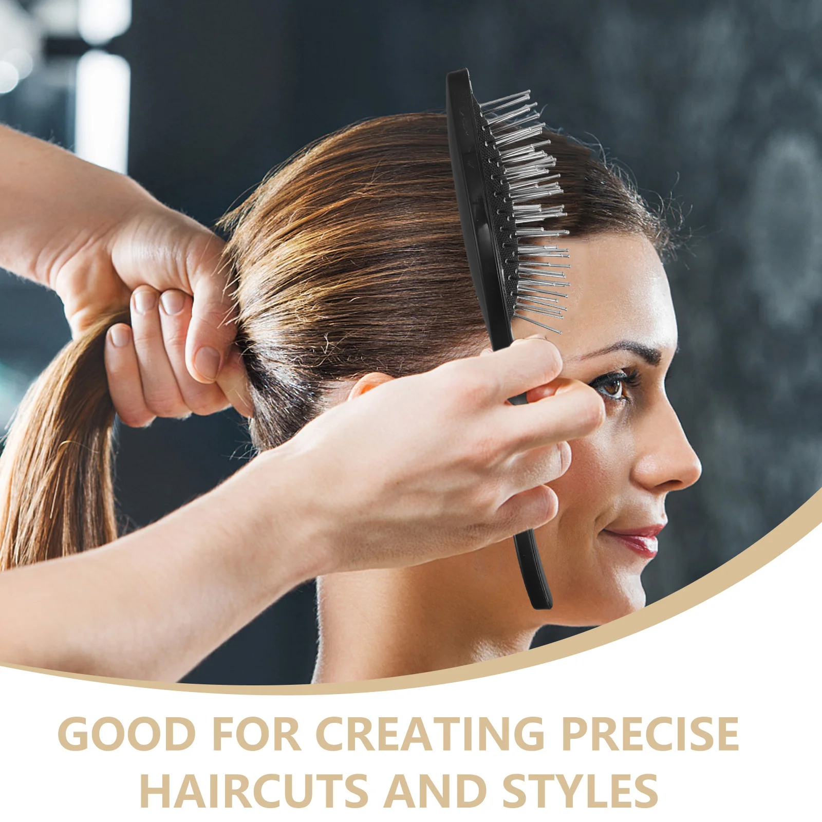 Cepillo de alambre, cerdas de acero, peine desenredante antiestático para cabello sintético y humano, Base acolchada suave, estilizador para rizado