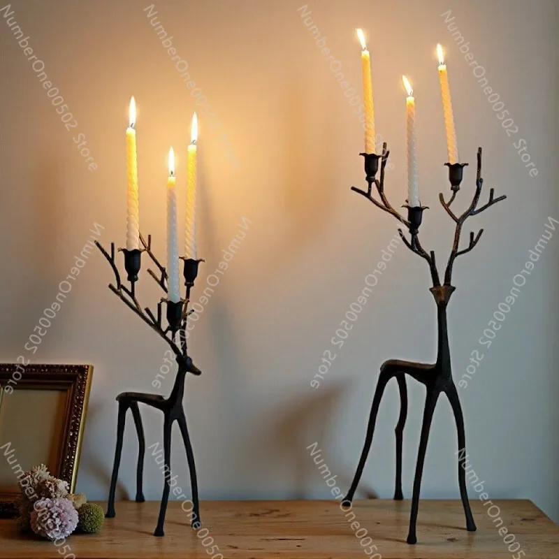 Vintage Giraffe Cast Iron Candle Holder Creative Sculpture Home Entryway Living Room Rustic Decor