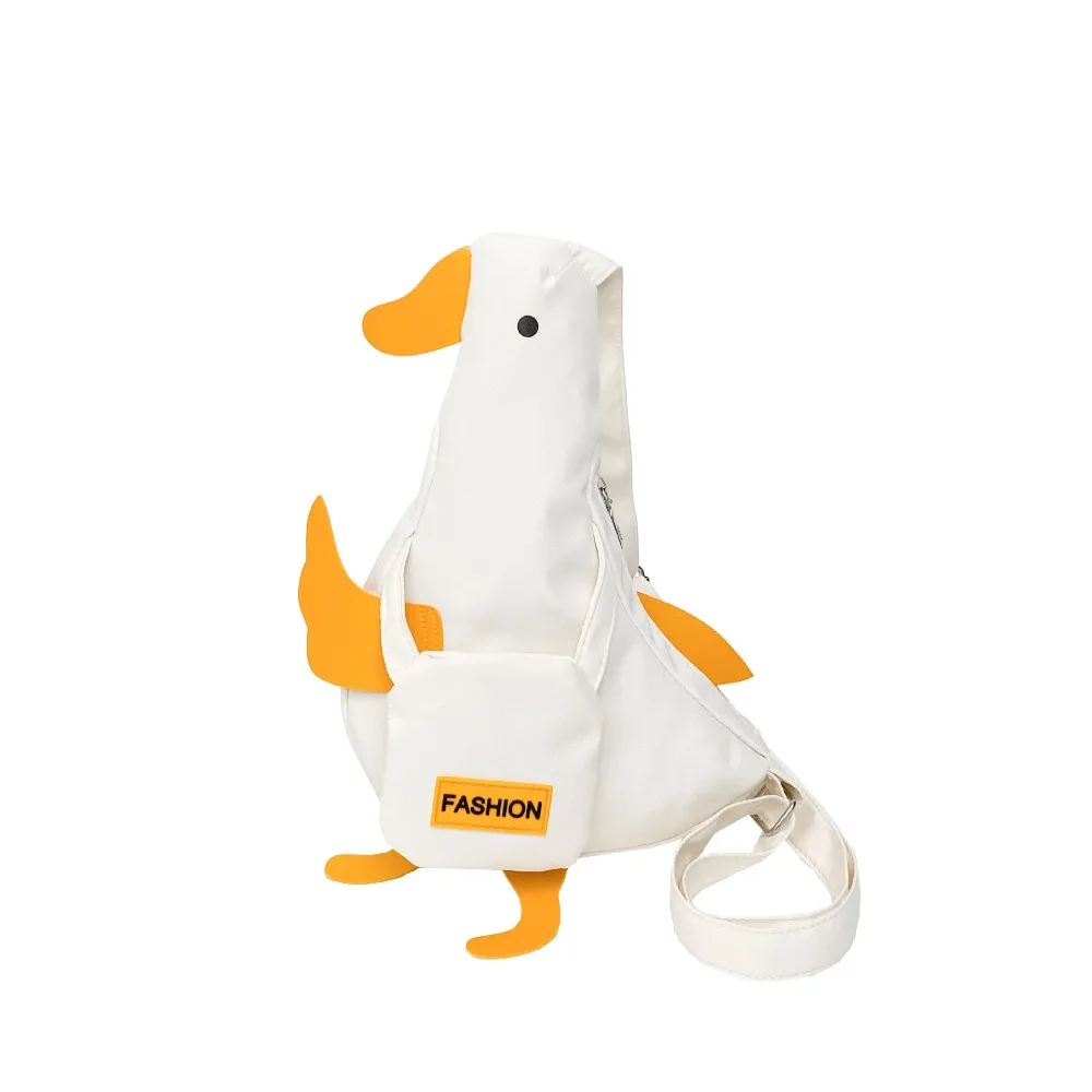 

Lovely Canvas Funny Duck Crossbody Bag Novetly Korean Style Duck Shoulder Bag Minority Design Cartoon Chest Bag Student
