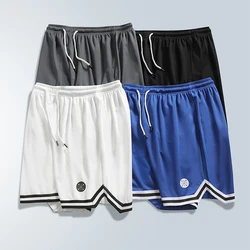 Calções esportivos de malha masculino, calções com cordão respirável, basquetebol, fitness, secagem rápida, casual, tamanho grande, Bermuda, verão