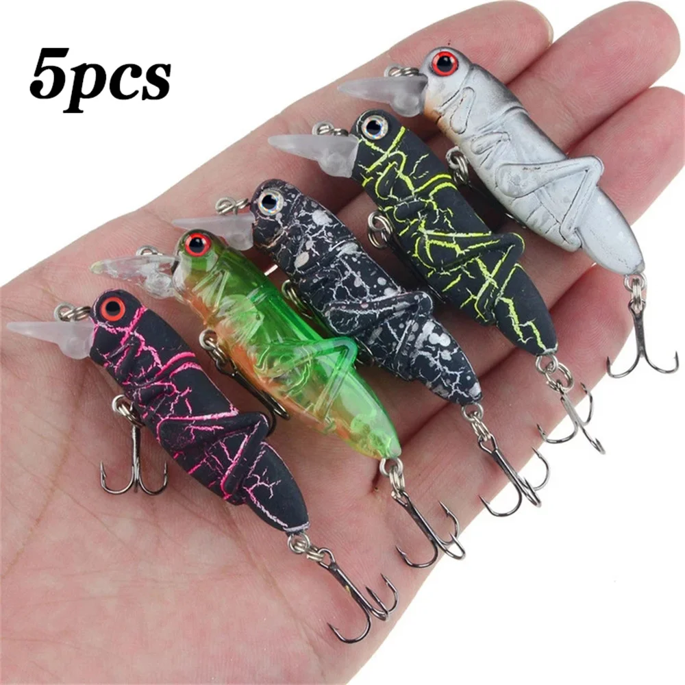

5Pcs Artificial Insect Grasshopper Fishing Lure Wobbler Crankbait For Carp Fishing Hard Plastic Baits Bass Pesca
