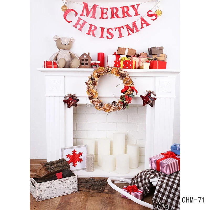 Foto realistische Stoff Weihnachten Tag Fotografie Hintergründe Prop Weihnachts baum Kamin fotografischen Hintergrund Stoff CHM-019