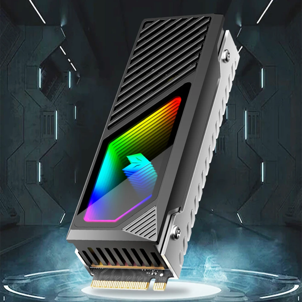 M2 2280 SSD Heatsink Aluminum Alloy Cooler with ARGB Lighting and Thermal Pad for Enhanced Performance