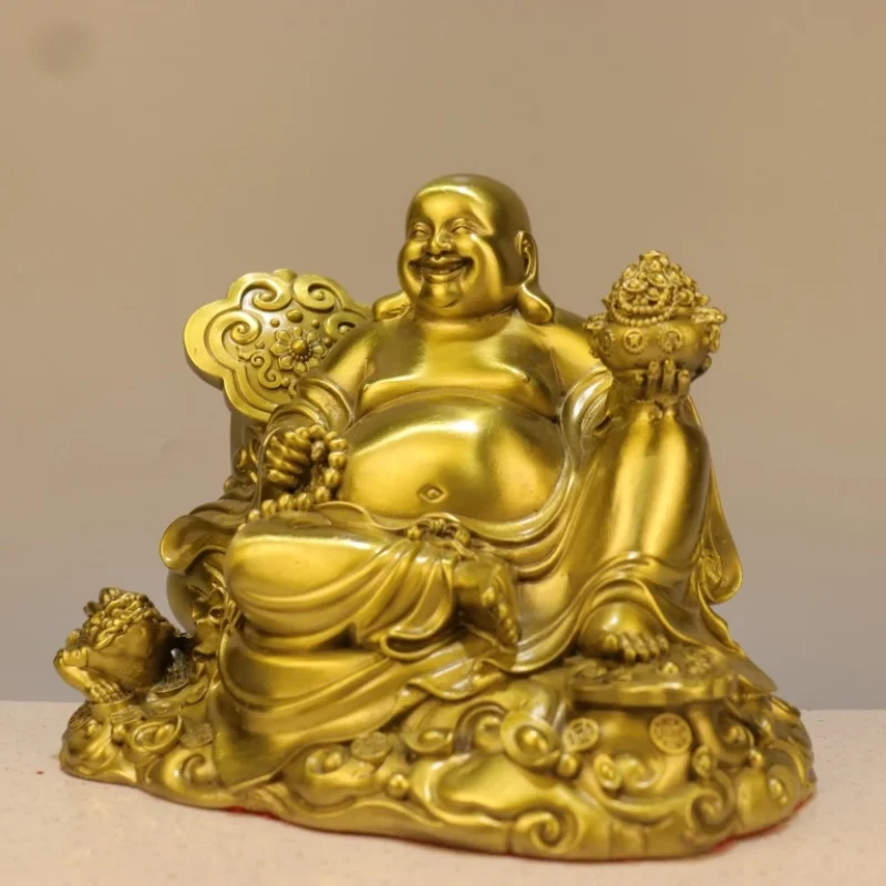 Pure Copper Maitreya Buddha Statue - Elegant Living Room Desk Ornament, Home Décor Piece & Thoughtful Office Gift