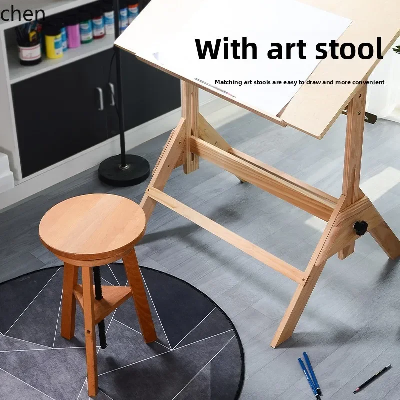 l23 Painting Table For Art Students Lifting Drawing Table Shelf Desk Oil Painting Workbench Art Table