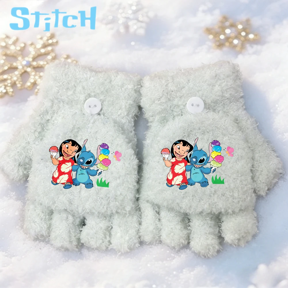 لطيف ديزني غرزة نصف اصبع الوجه قفازات لطيف فتاة الدفء شاشة لمس محبوك قفاز أزياء الكرتون أنيمي الشتاء هدية #6