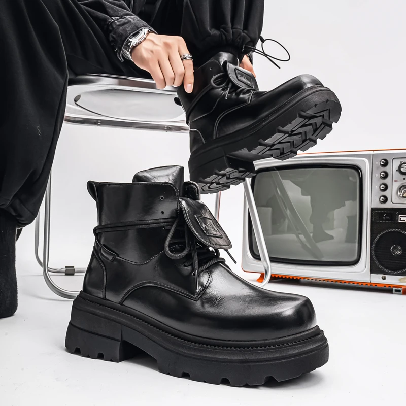 أحذية ديربي للرجال لخريف وشتاء 2025: أحذية ذات نعل سميك لزيادة الارتفاع ورأس كبير ونعل سميك عالي الجودة. #1