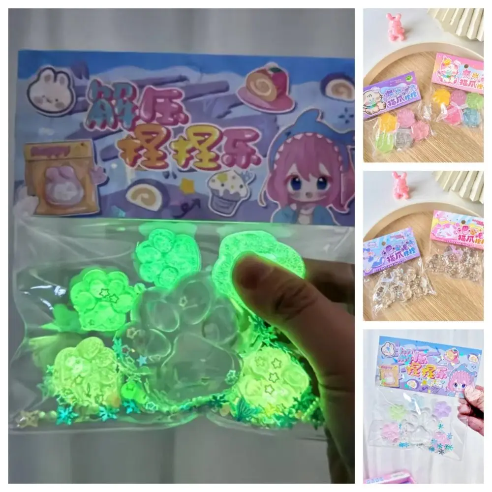 Jouet à presser patte de chat lumineuse à rebond lent, jouet en Silicone souple, dessin animé, Fidget, pétrissage 3D, patte de chat, PinchToy pour enfants et adultes