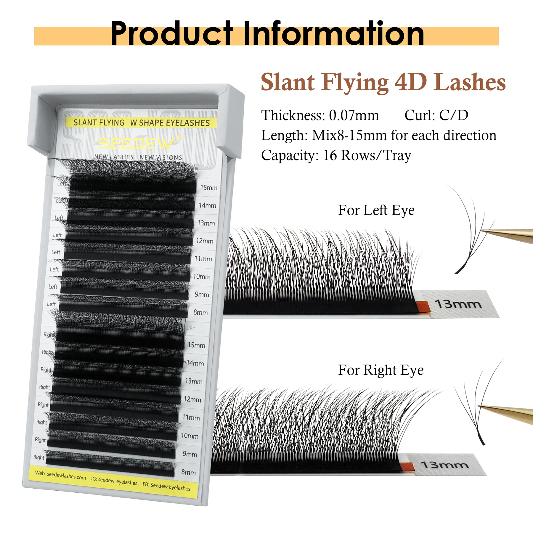 SEEDEW Fox 4D W-kształtne rzęsy Air Serie Miękkie Naturalne Objętościowe Miękkie Rzęsy Latające Rzęsy 4D