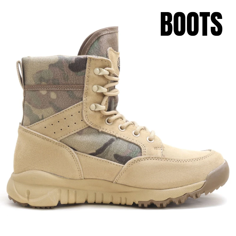 High Quality Men Desert Outdoor Boots No-slip Wear-resistant Tactical Combat Boots Hiking Shoes Lightweight Couple Travel Boots