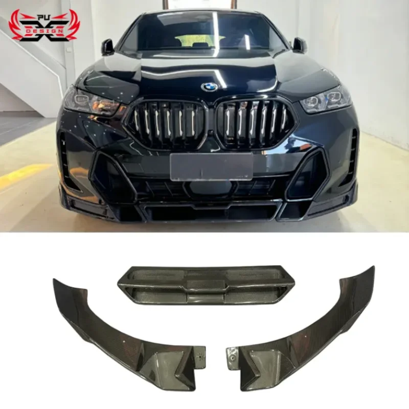 For BMW X6 G06 lci 2023-2024 FD Style Carbon Fiber Front Bumper Front Lip Spoiler Body Kit