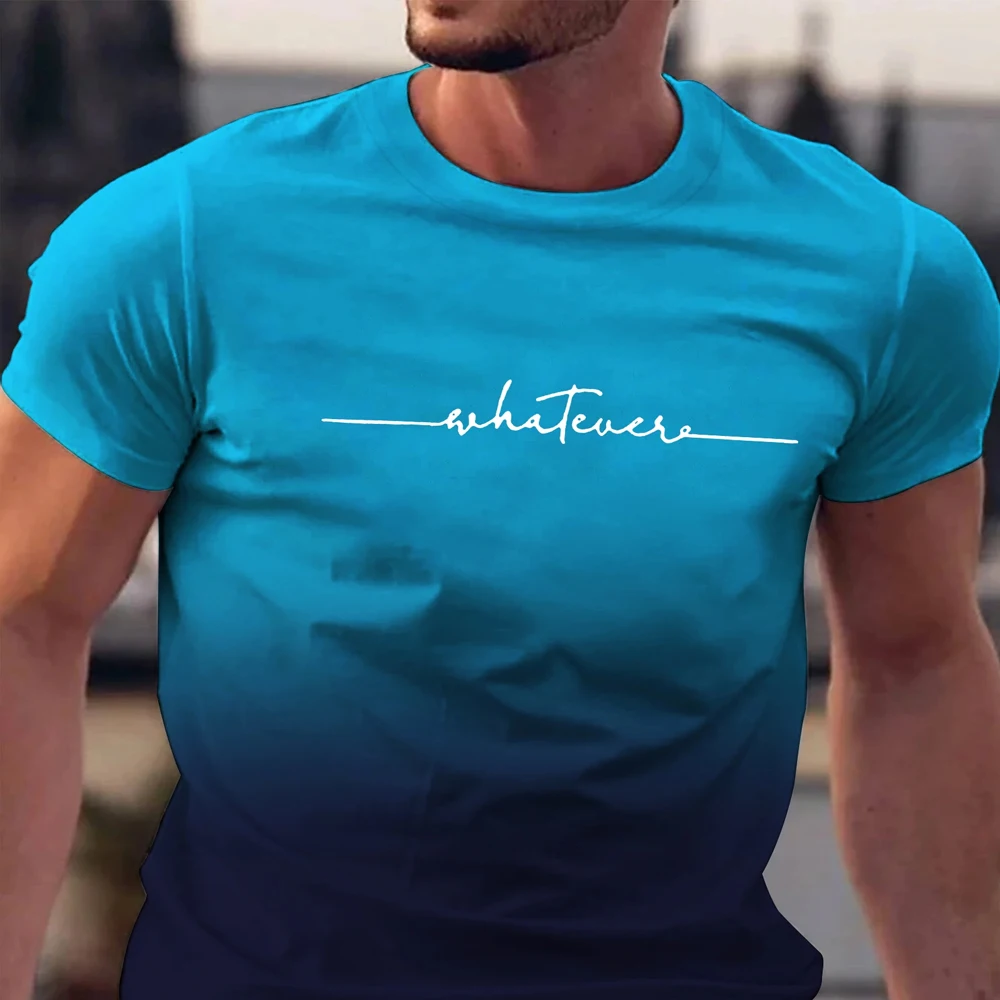 Sommer Herrenbekleidung: Trendige Sport-T-Shirts mit verschiedenen Prints, Kurzarm, schnelltrocknend, für Fitness und Freizeit – Herren-T-Shirts mit Farbverlauf – Detail 4