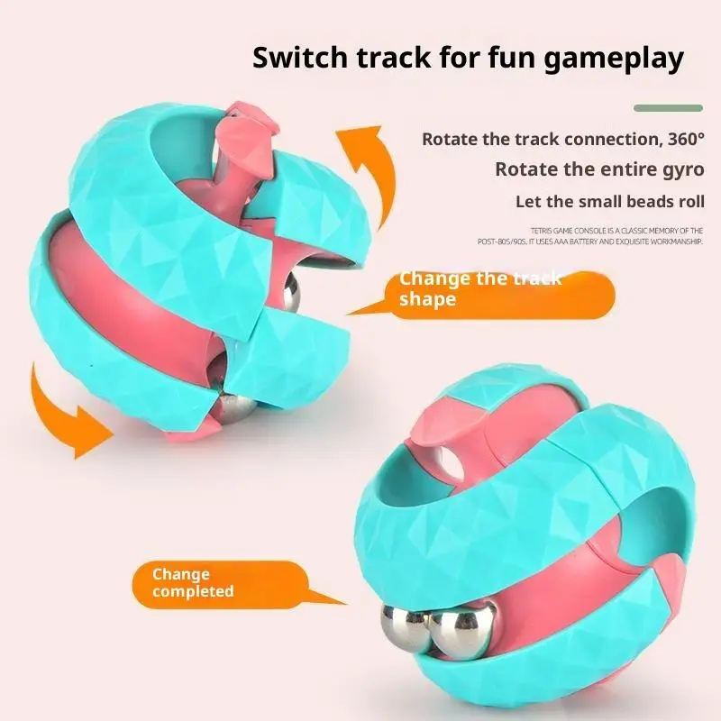 Creative 3D Orbit Ball Cube Fidget Toy Rotating Bead Stress Relief Puzzle for Adults Kids ADHD Anxiety Relief