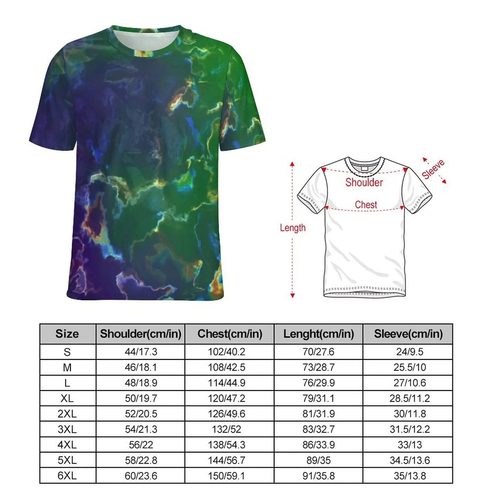 Colorful Splash T-Shirt Abstract Ink Print Popular T Shirts Men Casual Tee Shirt Original Short-Sleeve Graphic Clothing Big Size