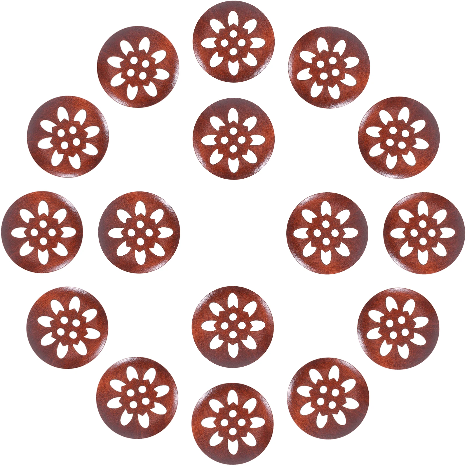 

25pcs Solid Wood Floral Shape Decorative DIY Sewing Crafts Sturdy Blazer Coat Uniforms Accessories Embellishment for Crafts