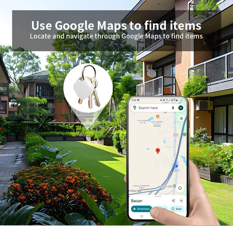 Rechargeable Key Finder, Bluetooth Luggage Tracker Works with Google Find Hub (Android Only), Item Locator for Wallet, Backpack