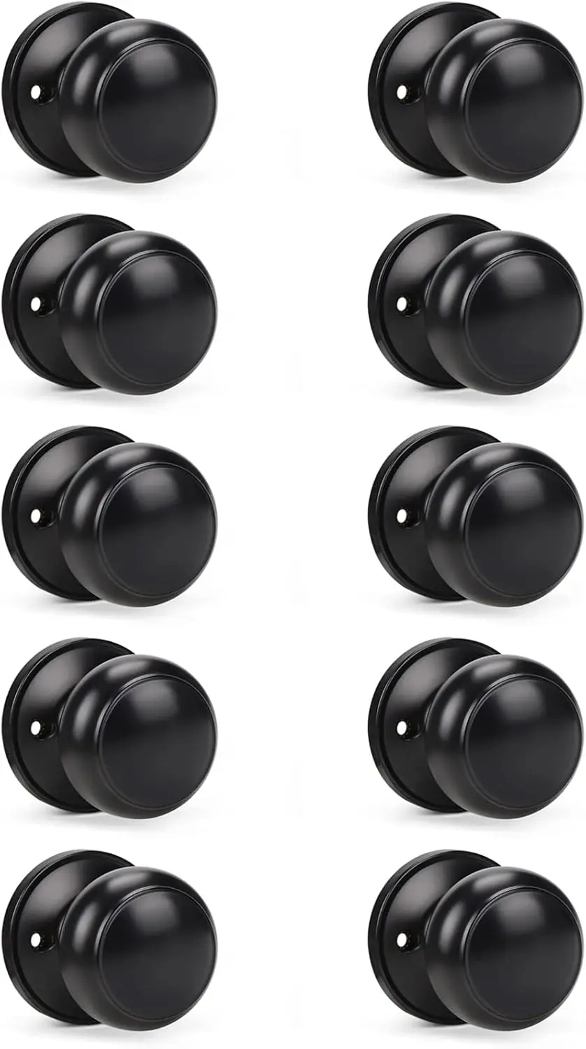 

10 Pack Classic Closet Door Knobs Dummy Knob, Individual Dummy Door Knob Single Side, Matte Black Interior Kn