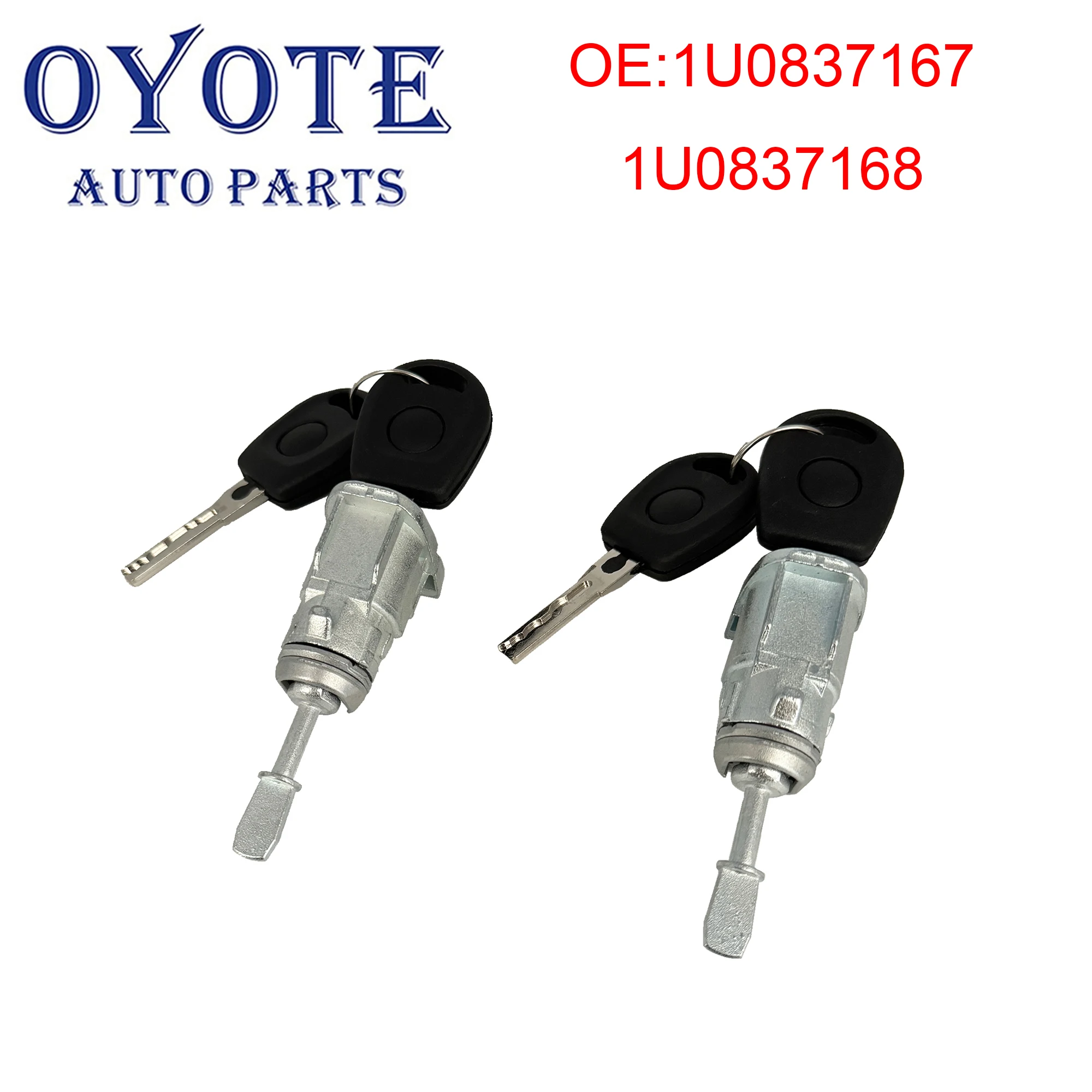 OYOTE 1U0837167 1U0837168 Left And Right Front Door Lock Barrel With 2 Keys For Volkswagen Golf IV Bora Fox Polo