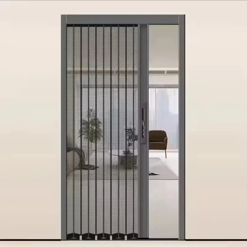 Aluminum Alloy High Transparent Folding Screen Door Diamond Mesh Anti-Theft Lock Pet Proof Anti-Cat Dog Mouse