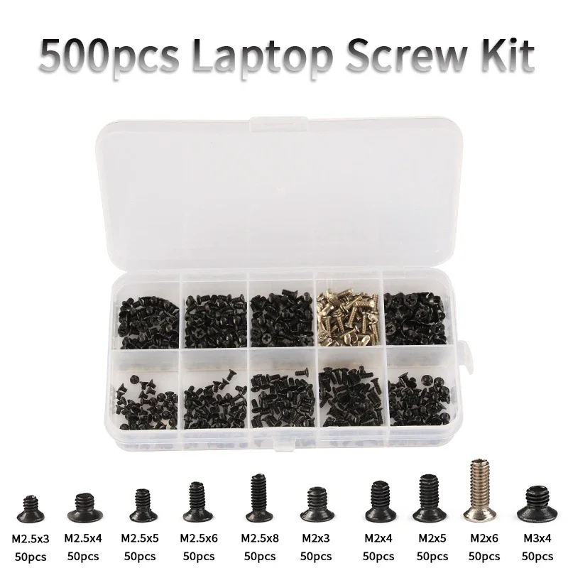 500PCS M2 M2.5 M3 Screw Set, Laptop Screw Kit for Repair Computer Electronic IBM HP Dell Lenovo Samsung Sony