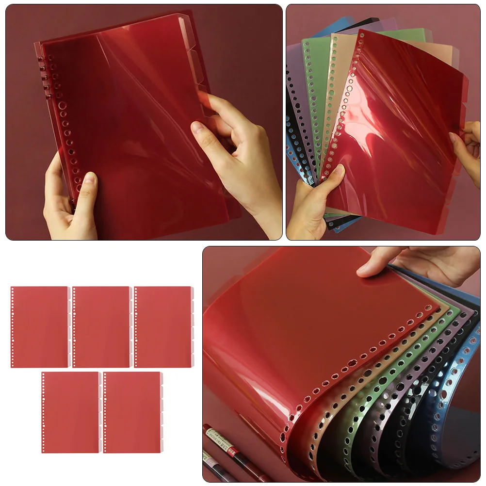 

5Pcs Retro Binder Tabs B5 Notebook Dividers Waterproof Smooth Bright Flexible Separate Documents Notebooks Clearly