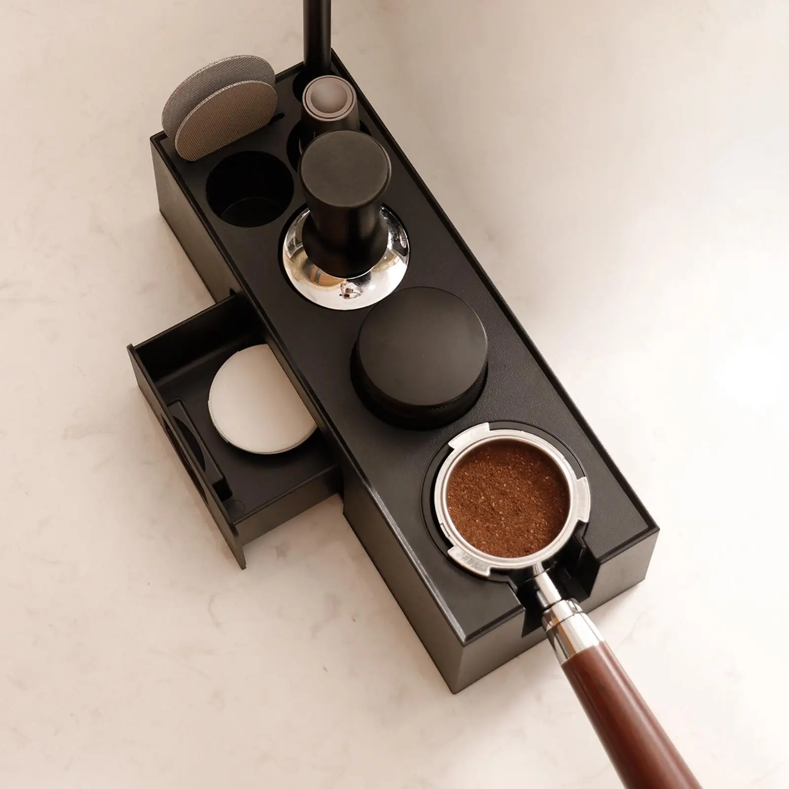 

Espresso Tamping Station Coffee Filter Tamper Holder for Countertop Kitchen