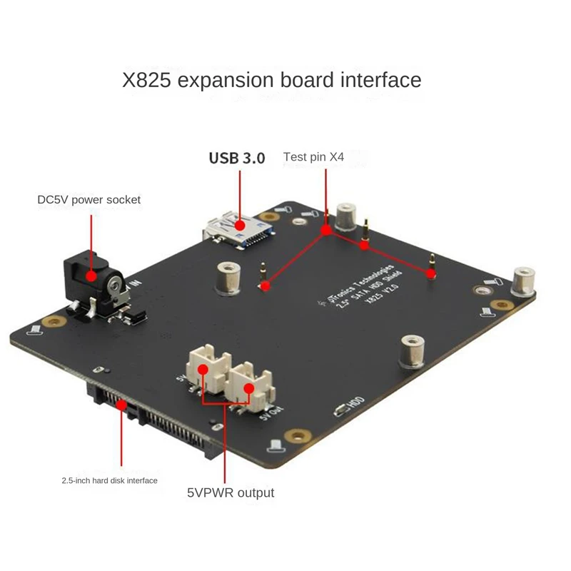 X825 V2.0 Storage Expansion Board For Raspberry Pi 4B X825 NAS 2.5-Inch SATA Hard Disk SSD Drive Expansion Board