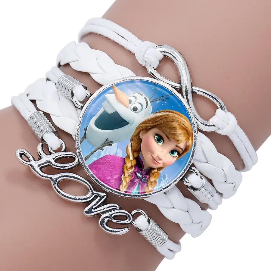 Hot Frozen Elsa Bracelet Disney Moana Anna Ariel Cinderella Snow White Princess Bracelet Girl's Christmas Gift