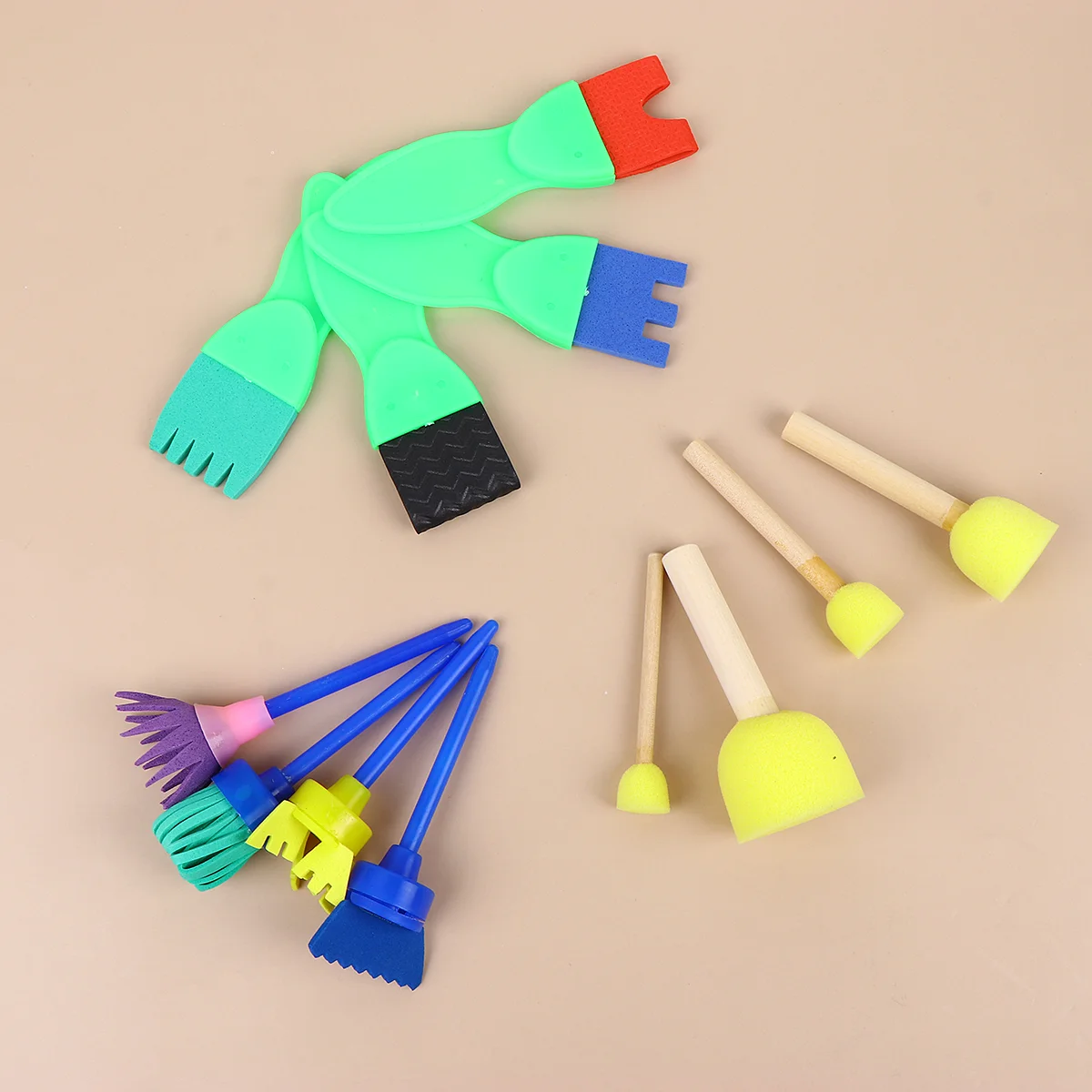 16 Pcs/1 Kid Painting Brush Sponge Toys for Toddlers Puzzle Bamboo Child Sponges