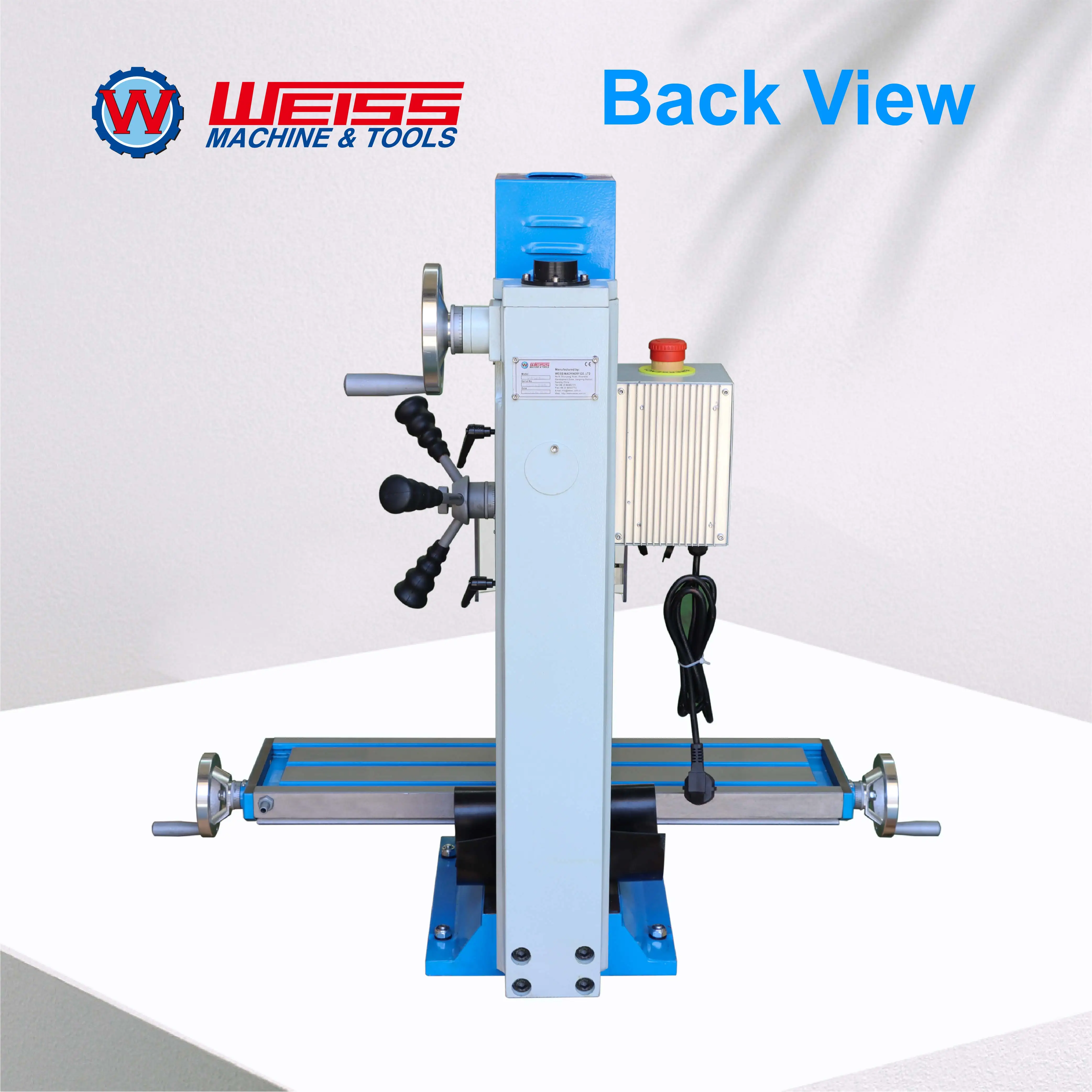 WEISS Milling Machine VM25L 1100W Brushless Motor Mill Drill MT3 R8 Variable Speed 2250rpm for Precision Machining