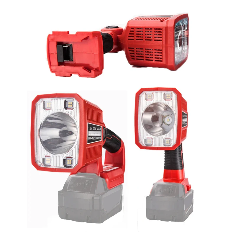 

With USB LED Lamp Work Light For Milwaukee 18V Li-Ion Battery Portable Flashlight Outdoor Lighting 18W Electrical Tools Lamp