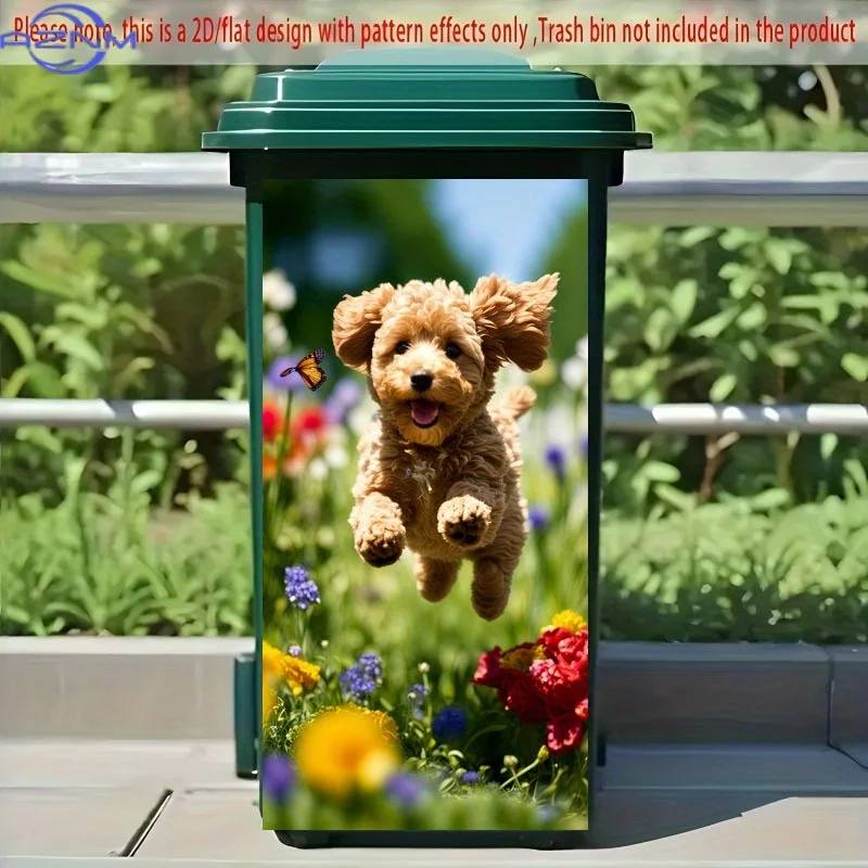 1pc of Trash Can Sticker Measuring 37×82 Cm Featuring a Fun Floral Poodle Theme, Self-Adhesive Wallpaper for Decorating Kitche