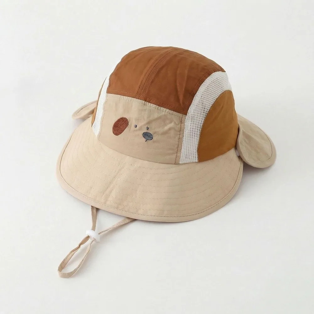 New Wide Brim Fisherman Hat Lightweight Breathable Children's Hat UV-Protection Quick-Dry Shawl Cap for Children