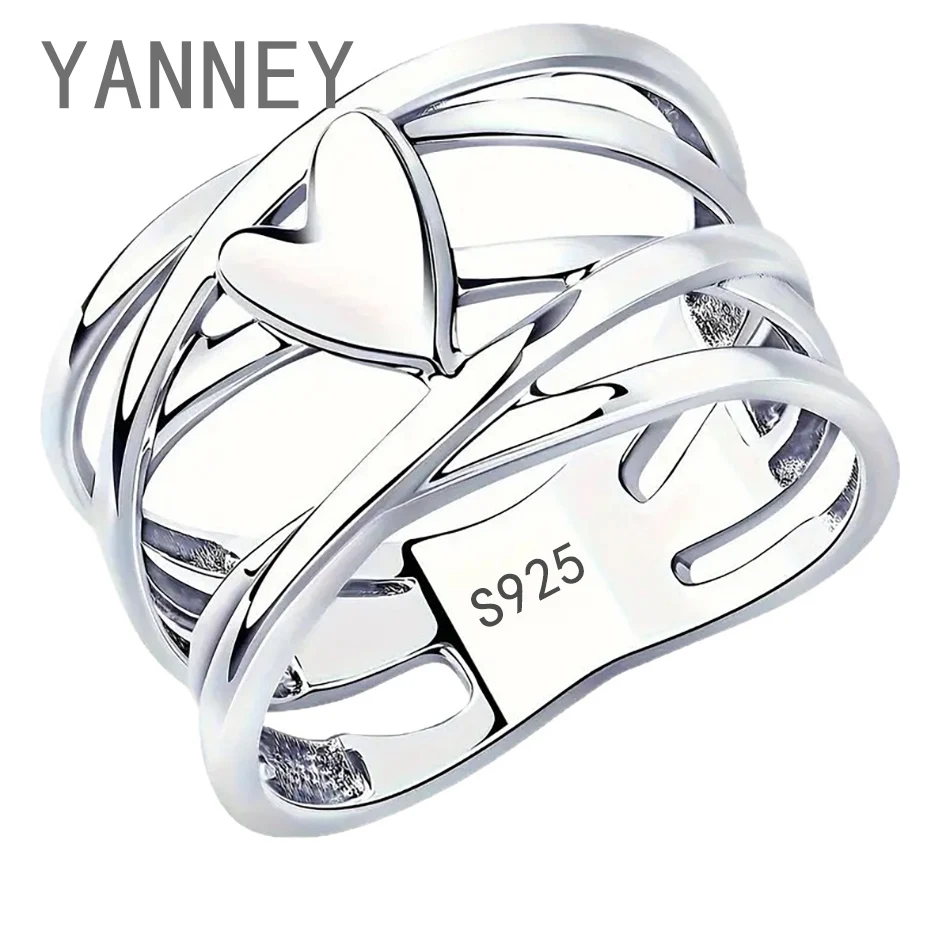 1pc 925 Sterling Silver Exquisite Heart Ring Fashion Women Charm Gift Jewelry Accessories Wedding Valentine's Day Ring