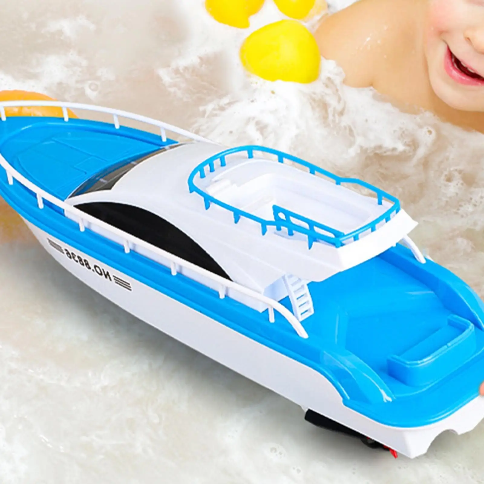 لعبة القارب السريع الكهربائية لعبة الماء لعبة قارب الحمام للأطفال الأولاد والبنات باللون الأبيض